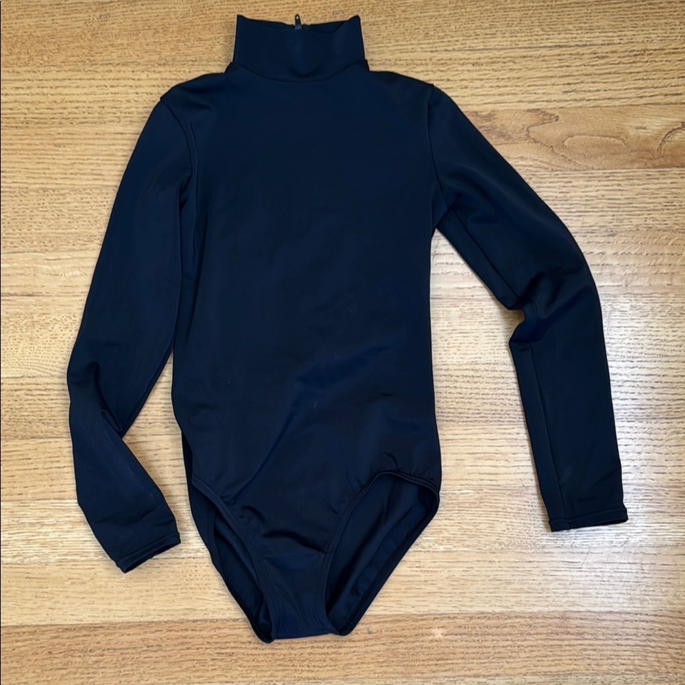Weissman Black Dance Costume with High Neckline and Full Sleeves